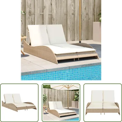 Produktbild von The Living Store Sonnenliege mit Auflagen Beige 114x205x73 cm Poly Rattan