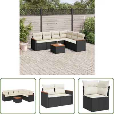 Produktbild von The Living Store 7-tlg. Garten-Sofagarnitur mit Kissen Schwarz Poly Rattan