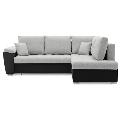 Produktbild von Ecksofa VEGAS 245/190 RECHTS mit schlaffunktion und Bettkasten - L-förmig - Eckcouch in modernem Design - Hellgrau & Schwarz