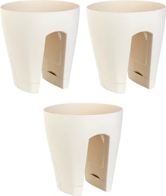 Produktbild von 3x Blumentopf für Geländer Blumenkasten Geländerkasten Balkonkiste in beige