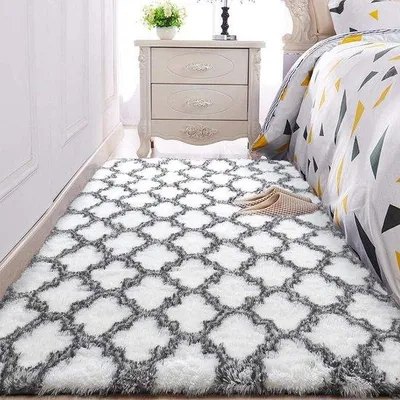 Produktbild von Famanu Teppich Plüsch - Antirutsch Teppich für Wohnzimmer - 160 x 200 cm Weiß