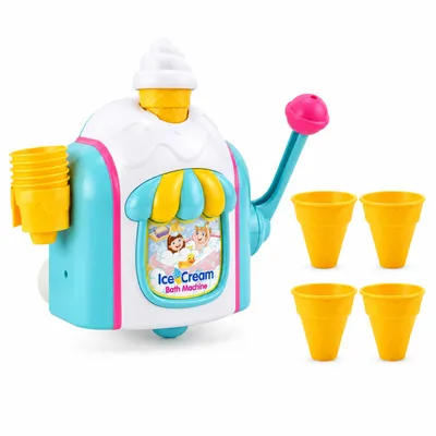 Produktbild von Bade Seifenblasenmaschine Eiscreme Design, manuell, ohne Batterie, Kinder Spielzeug 4+, bunt, sicher, ideal für Bad, Garten & Party Spaß
