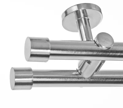 Produktbild von Edelstahl Look Gardinenstange Ø 20mm Deckenträger 2-läufig zweiläufig Deckenbefestigung Kappe D41 E30E30 RR