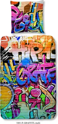 Produktbild von Good Morning Kinder Bettwäsche mit Graffiti - 135x200 cm - 100% Baumwolle