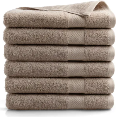 Produktbild von DoubleDry Hotel Kollektion Badetücher Set - 6 Teilig - 100% Baumwolle - 500 g/m² - Weich - 70x140 cm - Taupe