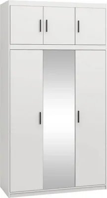 Obrázek produktu pro Zrcadlová šatní skříň 133 cm s nástavbou ARCATA - bílá