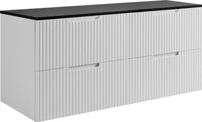 Produktbild von RODAN | Waschbeckenunterschrank - Weiß und Schwarz - 160 cm - 4 Softclose Schubladen - Hänge Badschrank