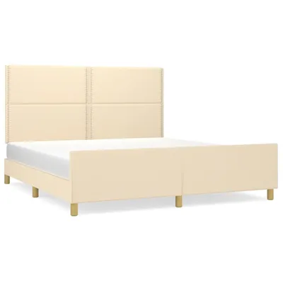 Zdjęcie produktu dla vidaXL Rama łóżka bez materaca kremowa 180x200 cm tkanina