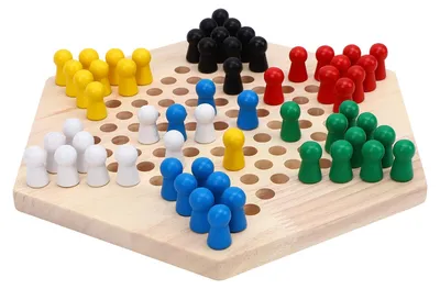 Produktbild von Chinesisches Dame-Brettspiel-Set, 6 farbige Stifte, pädagogisches Holz für Erwachsene und Kinder, Logiktraining