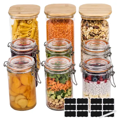Vorrats- und Einmachgläser Set, 9 Stück, transparent, luftdicht