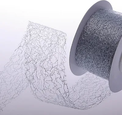 Produktbild von Spiderweb Dekoband - 5cm metallic silber - Rolle 25m - 67 002-R 50