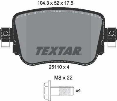 Produktbild von Textar Bremsbeläge hinten für Audi Q3 Seat Alhambra Skoda Octavia VW Sharan