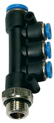 Produktbild von Riegler T-Mehrfachverteiler »Blaue Serie«, drehbar, G 1/4 außen, Ø 1x6