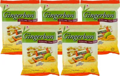 Produktbild von [ 5x 125g ] AGEL Ingwer Bonbons mit Mango-Geschmack / Ginger Candy with Mango Flavor