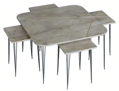 Produktbild von Moderner grauer Holz-Couchtisch mit Beistelltischen