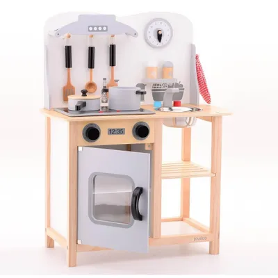 Produktbild von Jouéco 80055 Küche mit Zubehör grau - Holzspielzeug
