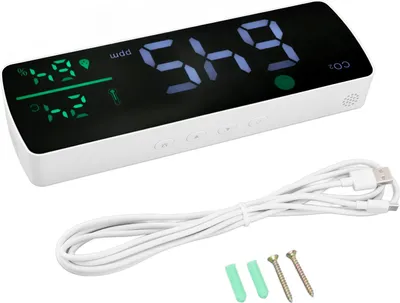 Obrázek produktu pro Vysoce přesné monitorování CO2 Dálkový infračervený senzor 2000mAh baterie - Detektor teploty a vlhkosti s přehledným displejem pro domácnost