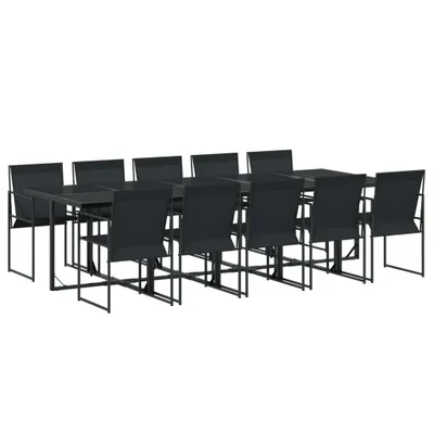 Produktbild von vidaXL 11-tlg. Garten-Essgruppe Schwarz Textilene