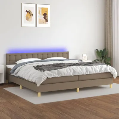 Produktbild von The Living Store Boxspringbett mit Matratze & LED Taupe 200x200 cm Stoff