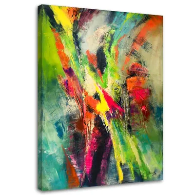 Produktbild von Leinwandbild farbenfrohe gemalte abstraktion 60x90 cm Feeby farbe wandbild bereit zum aufhängen