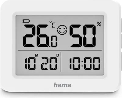 Immagine prodotto di Hama Termometro Igrometro Lefkada Bianco - Orologio Calendario