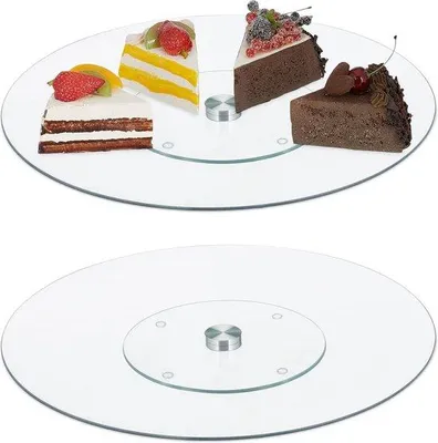Produktbild von Famanu Tortenplatte Set von 2 drehbar - Ø 30 cm - Torten präsentieren und dekorieren - transparente Glasschalen