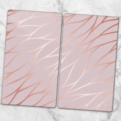 Produktbild von Glas-Herdabdeckplatten Glaskeramikkochfeld-Abdeckung Spritzschutz Glas 2x30x52 cm - Geometrische Muster