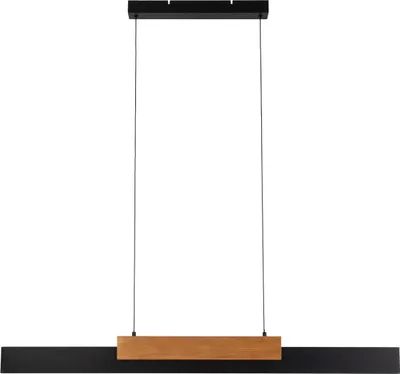 Produktbild von Näve Leuchten LED Pendelleuchte "WIEBKE" L: 120,5cm schwarz/braun LED Pendelleuchte "WIEBKE" L: 120,5cm schwarz/braun Pendelleuchte - LED Pendelleuchte "WIEBKE" L: 120,5cm, Hängelampe im Retro Style, ausMetall und Naturmaterialien in braun, 150 cm hoch, Maße 120,5 x 6 cm, Inkl. LED – dimmbar – Inkl. Memoryfunktion