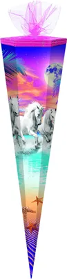 Produktbild von Schultüte / Zuckertüte / 85cm / eckig / "Pferde"