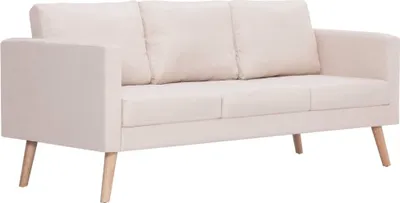 Produktbild von vidaXL 3-Sitzer-Sofa Stoff Cremeweiß