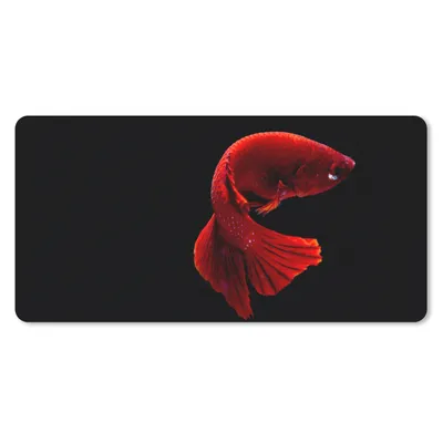 Produktbild von MuchoWow® Schreibtischunterlage Fisch - Rot - Schwarz 80x40 cm - XXL Mauspad - Gaming Mauspad