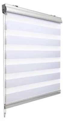 Produktbild von Doppelrollo ohne Bohren SolDecor DK9 Klemmfix 140 x 160 cm Vario Rollo mit Klemmträger und breiten Streifen - Weiß
