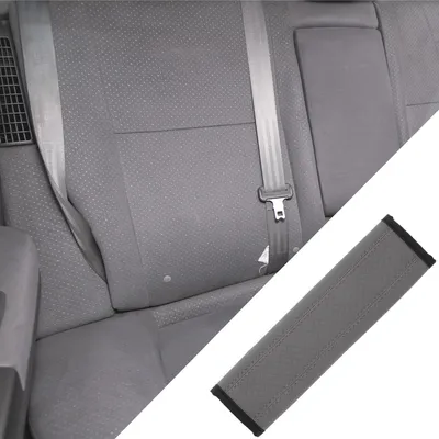 Image de coussins De ceinture sécurité Universels Pour Siège Auto / Coussin D'Épaule Pour Sac À Dos Pour Camion, Voiture, Suv / En Cuir Synthétique Respirant 6,5X23Cm / 1 Pièce Gris