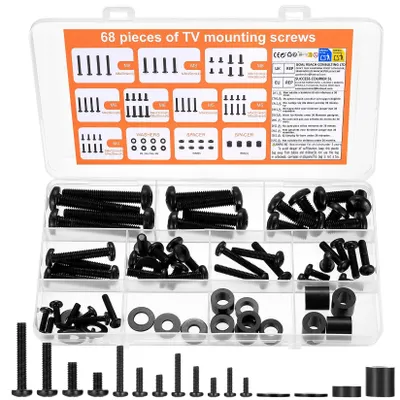 Productafbeelding van 68 stuks TV-beugelschroeven, universele schroevenset voor tv-montage