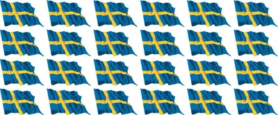 Produktbild von Mini Aufkleber Set - Pack wehend - 33x20mm - selbstklebender Sticker - Schweden - Flagge / Banner / Standarte fürs Auto, Büro, zu Hause und die Schule - 24 Stück