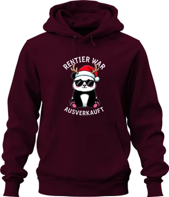 Produktbild von Rentier war t Panda Sonnenbrille Weihnachten Lustig Uni Hoodie Kapuzenpullover, Burgundy, XL