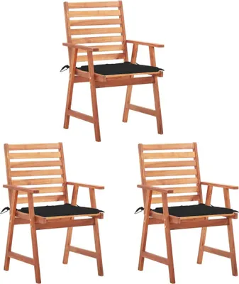 Produktbild von Garten-Essstühle 3 Stk. mit Kissen Massivholz Akazie