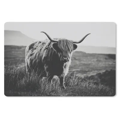 Obrázok produktu pre Podložka pod myš - Škótsky horal - Príroda - Kravy - Zvieratá - Čiernobiele - 60x40cm - Rohožka pod myš