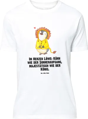 Produktbild von Mr. & Mrs. Panda Größe L T-Shirt Löwe Astrologie - Weiß - Geschenk, Geburtstagsgeschenk, mit Spruch, Shirt, Tierkreiszeichen, Sternzeichen, Tshirt