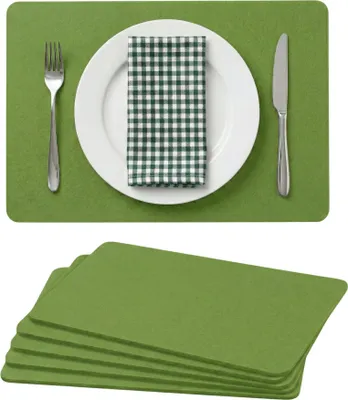 Produktbild von Platzsets Filz 6er Set 45x30cm, Filztischset Platzdeckchen abwaschbar (grün)