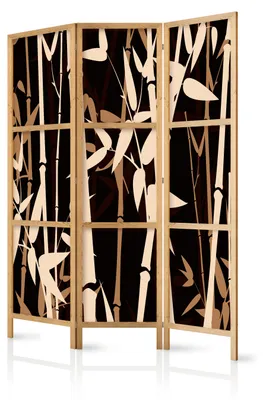 Obrázok produktu pre Muralo Japonský PARAVENT 3-dielny skladací paraván PREMIUM z netkanej textílie s motívom BAMBUSOVÝCH LÍSTIEV do spálne 135 cm x 172 cm