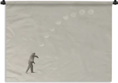 Produktbild von MuchoWow® Wandteppich Wandbehang Jahrgang - Mond - Mensch 90x67.5 cm Tapisserie Dekoration Wandtuch - Fototeppich - Wand-Skulpturen