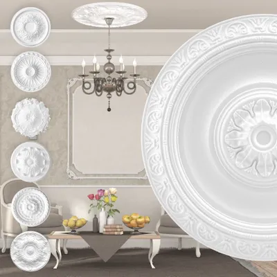 Produktbild von MARBET DESIGN Stuckrosette aus EPS Styropor - Deckenrosette weiß, Zierelement, Stuck (R-20, Ø 40cm) Wanddekoration Schlafzimmer Lampe Rosette rund