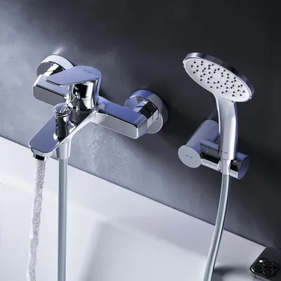 Badarmatur mit Handbrause, Einhebelmischer, Chrom, 2-Loch