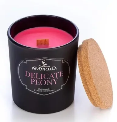 Immagine prodotto di Candela alla soia Delicate Peony nera 135 g - Pavoncella