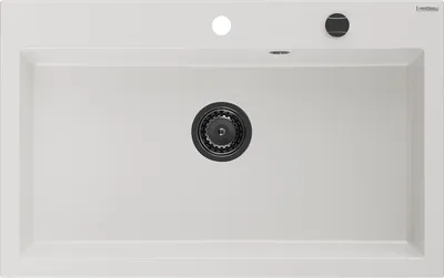 Immagine prodotto di Mexen Elix lavello in granito a 1 vasca 800 x 500 mm, bianco, sifone nero - 6527801005-20-B