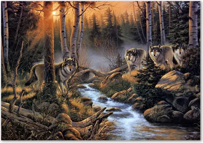 Produktbild von Tulup® Glas-Bild - 100 x 70 - Wandbild aus Glas - Wandkunst - Wandbild hinter gehärtetem Sicherheitsglas - Tiere - Wolfsrudel - Braun