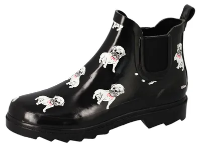 Produktbild von Beck Damen Gummistiefel Regenstiefel Kurzschaft Stiefel Stiefelette, Farbe:Schwarz, Schuhgröße:EUR 39, Artikel:-915 Möpse