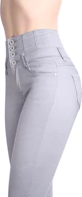 Produktbild von topschuhe24 2792 Damen Skinny Jeans Taillen Hose , Farbe:Grau, Größe:38 EU
