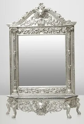 Produktbild von Casa Padrino Luxus Barock Spiegelkonsole Silber Lion - Luxus Wohnzimmer Möbel Konsole mit Spiegel Löwenkopf